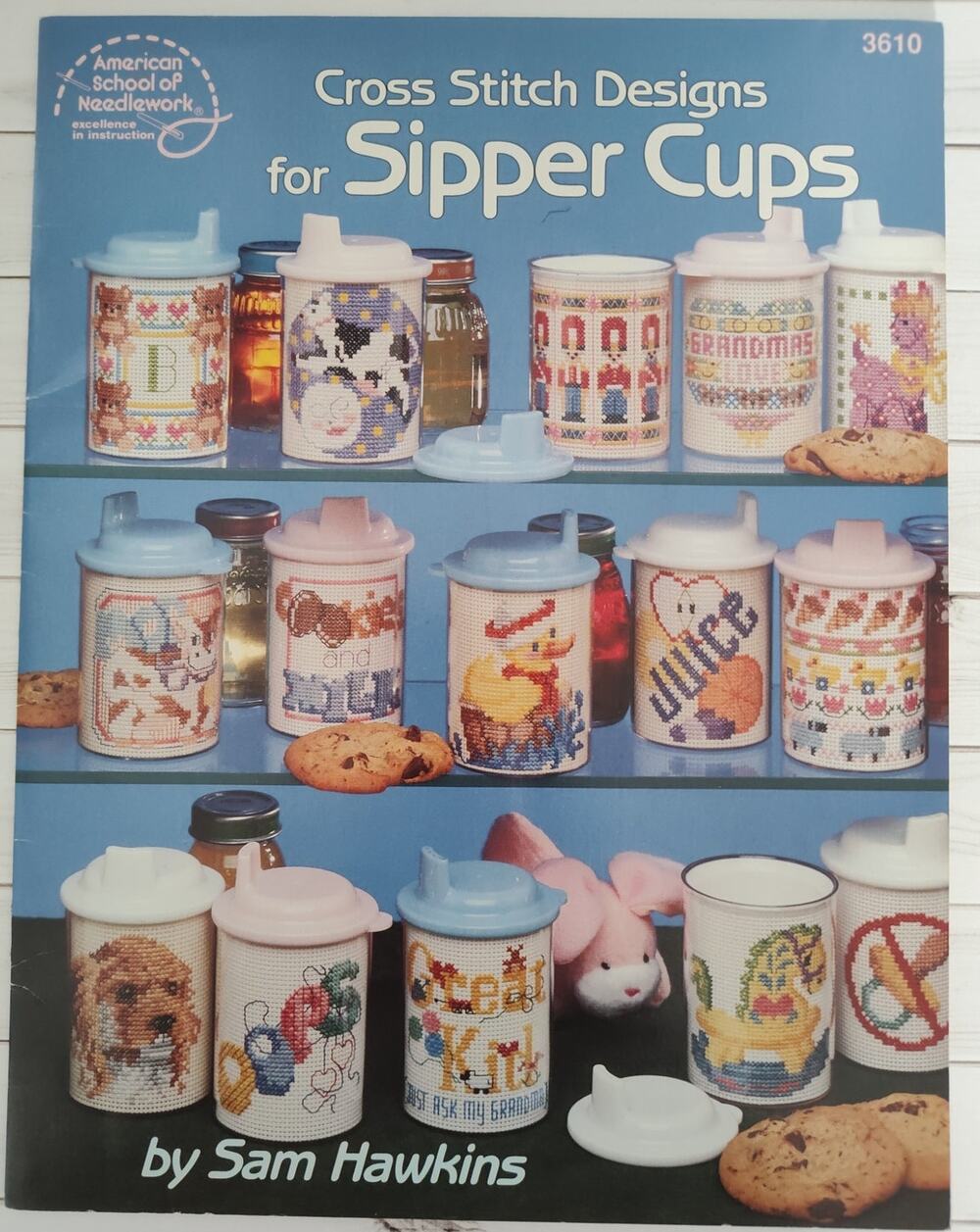 Sipper Cup Cross Stitch Patterns Ducks, Baby, Dog, Train, Numbers, Alphabet